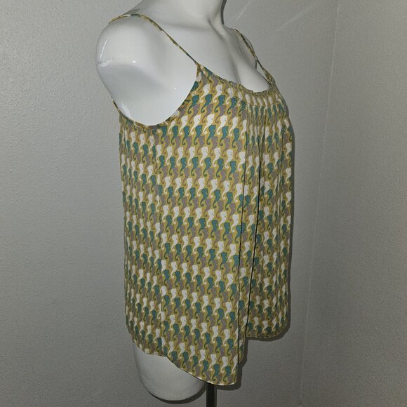 CAbi Seahorse Tank Top XS Pleated Front Adjustable Straps Mustard Gray Green - Picture 7 of 13